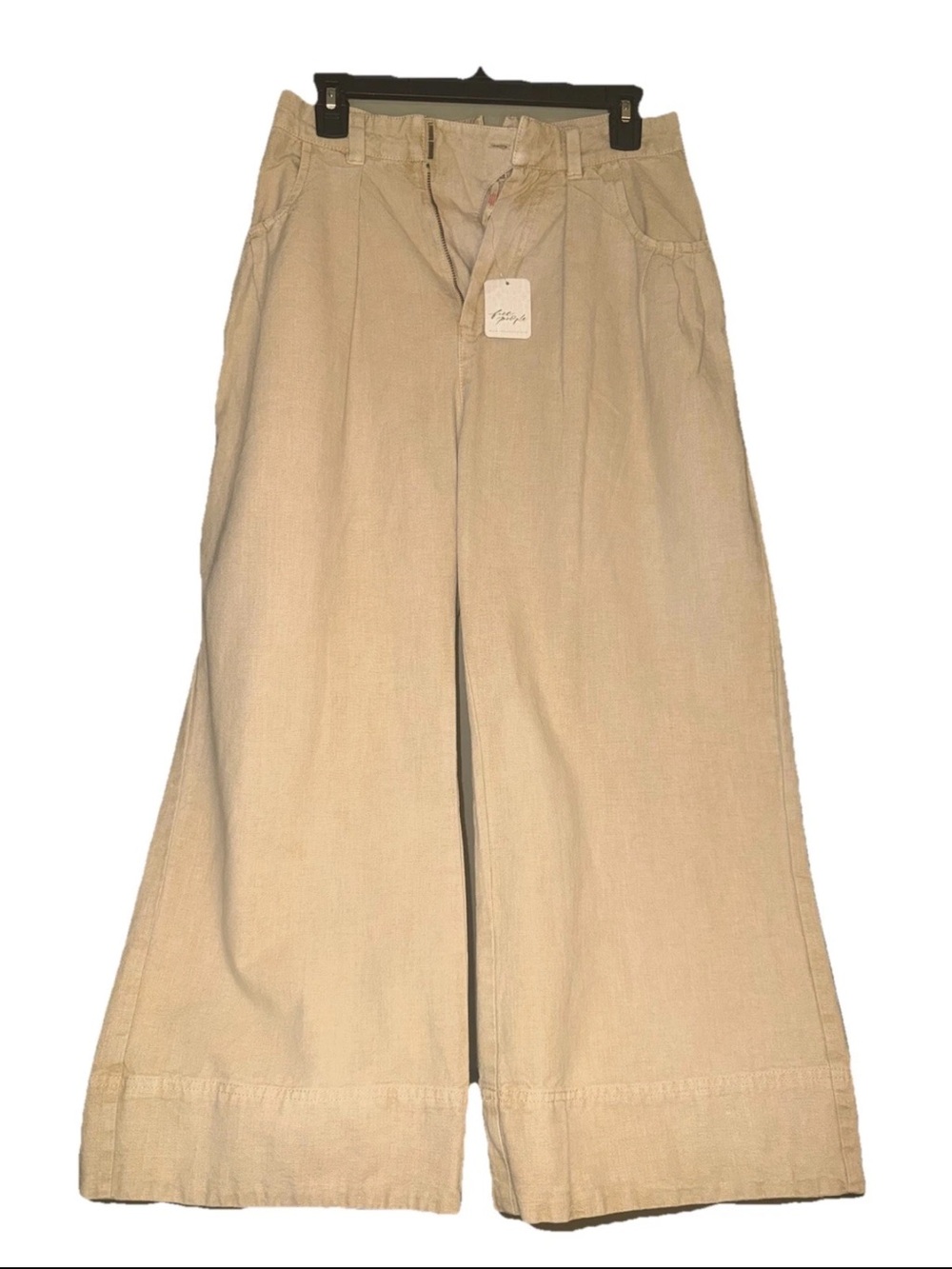 NWT Free People Lotta Love Linen Trousers  Tan Women’s Size 0